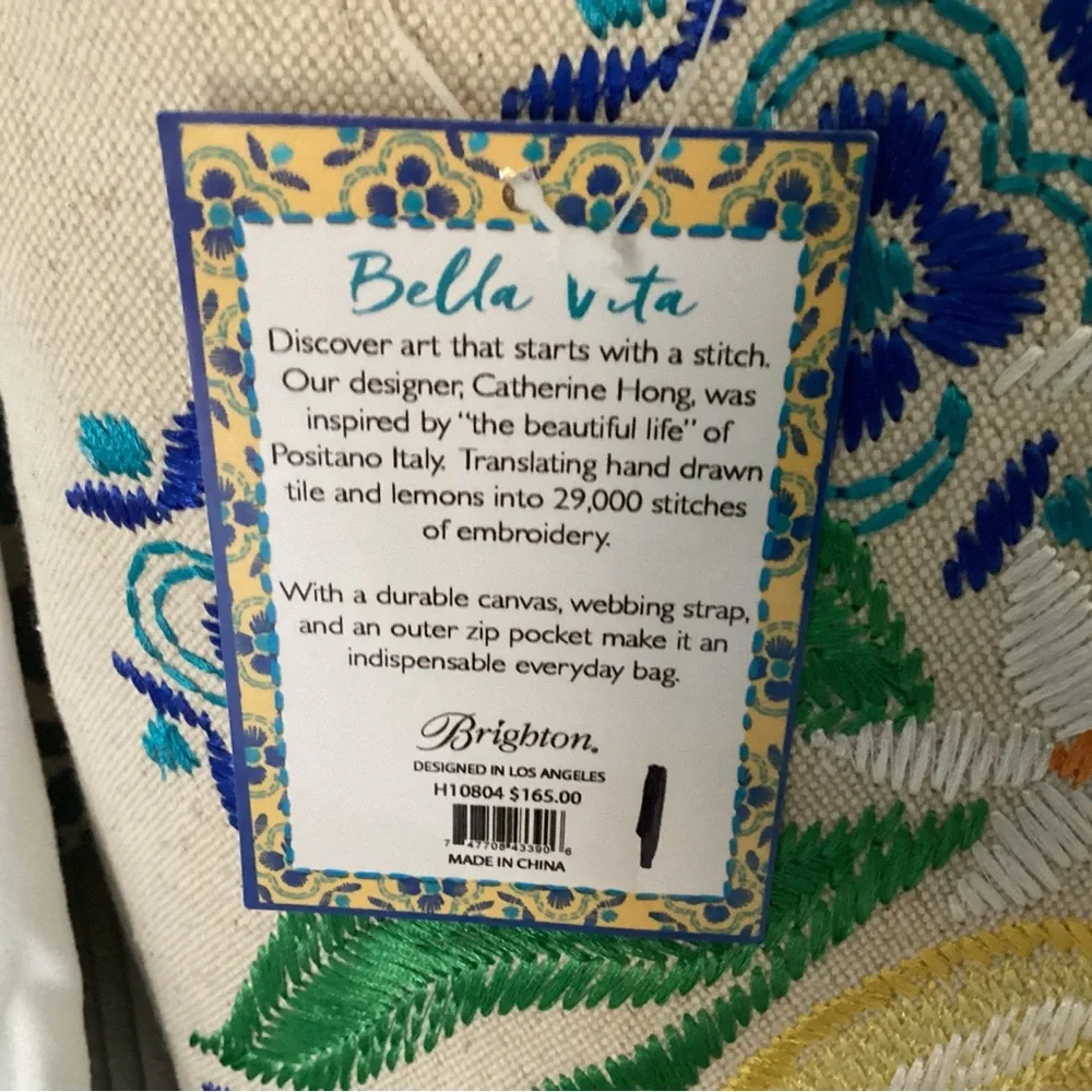 Brighton Bella Vita Embroidered Canvas Medium Messenger Bag - Picture 2 of 12